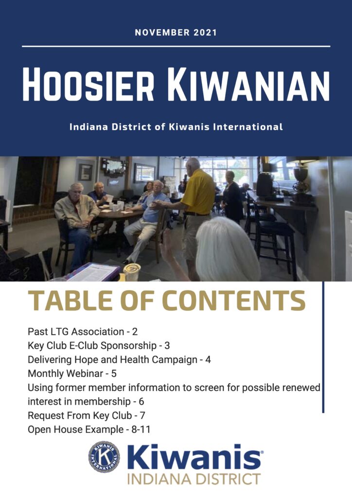 Hoosier Kiwanian Newsletter November Edition